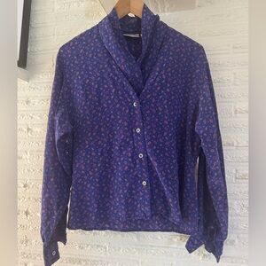Liz Claiborne silk shawl neck paisley blouse